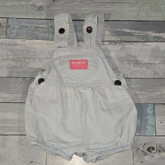 OshKosh B'gosh Other - Vintage OshKosh B'Gosh Light Denim Overall Bubble Sz 3/6 Mo Made In USA